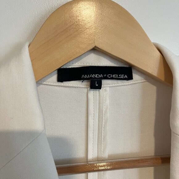 Amanda & Chelsea White 3/4 rouched sleeved Blazer Size L - Picture 2 of 3